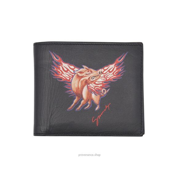 🔴 Givenchy  Leather Wallet with Zodiac Sign Pig Print - Picture 1 of 9